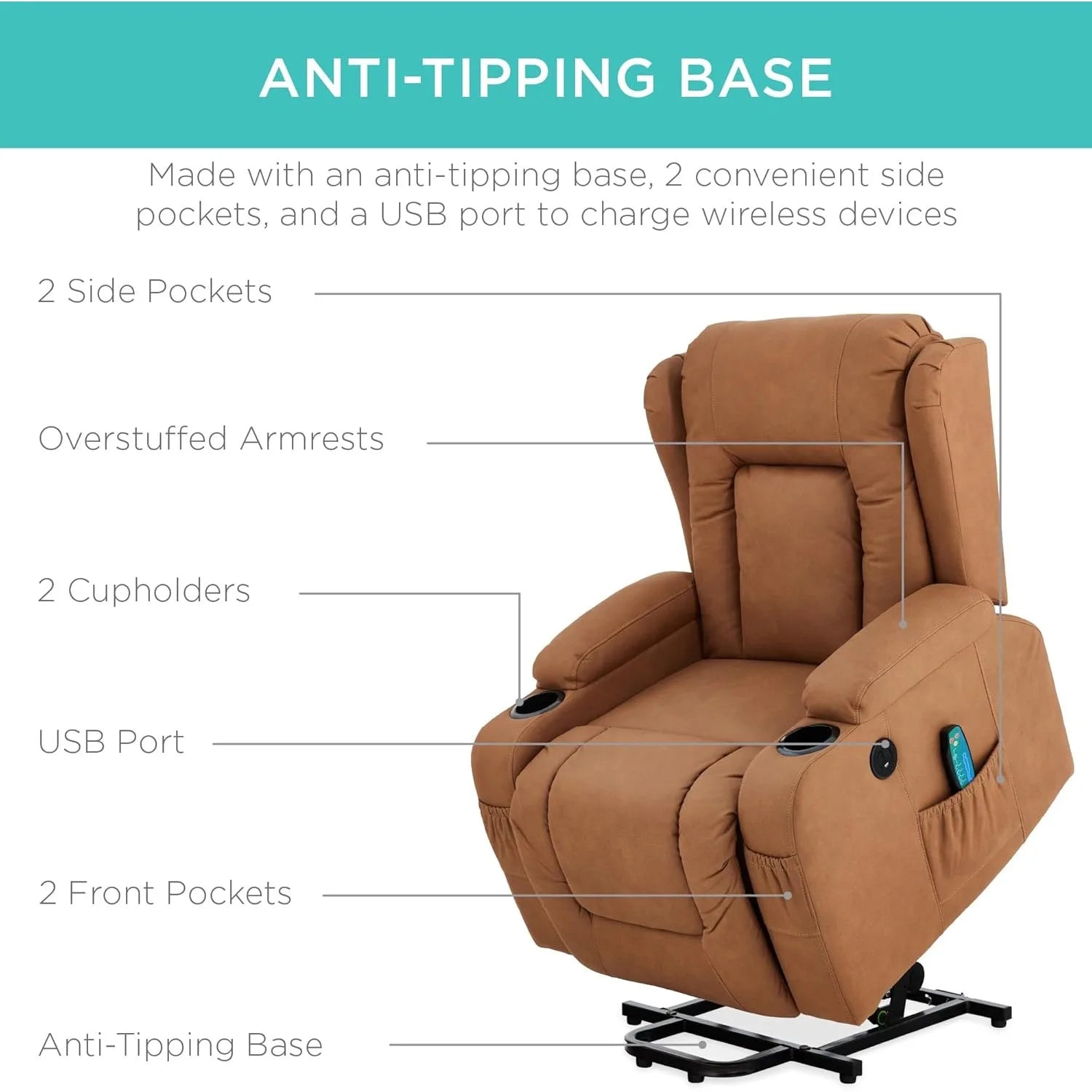 Leather Electric Power Adjustable Furniture for Back Lift Recliner Massage Chair