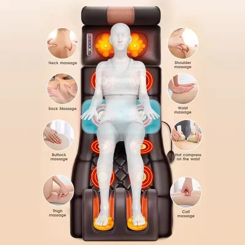 Electric Massage Mattress Air Pad Infrared Roller Electric Full Body Airbag Vibration Stretching Pressure Massage Mat