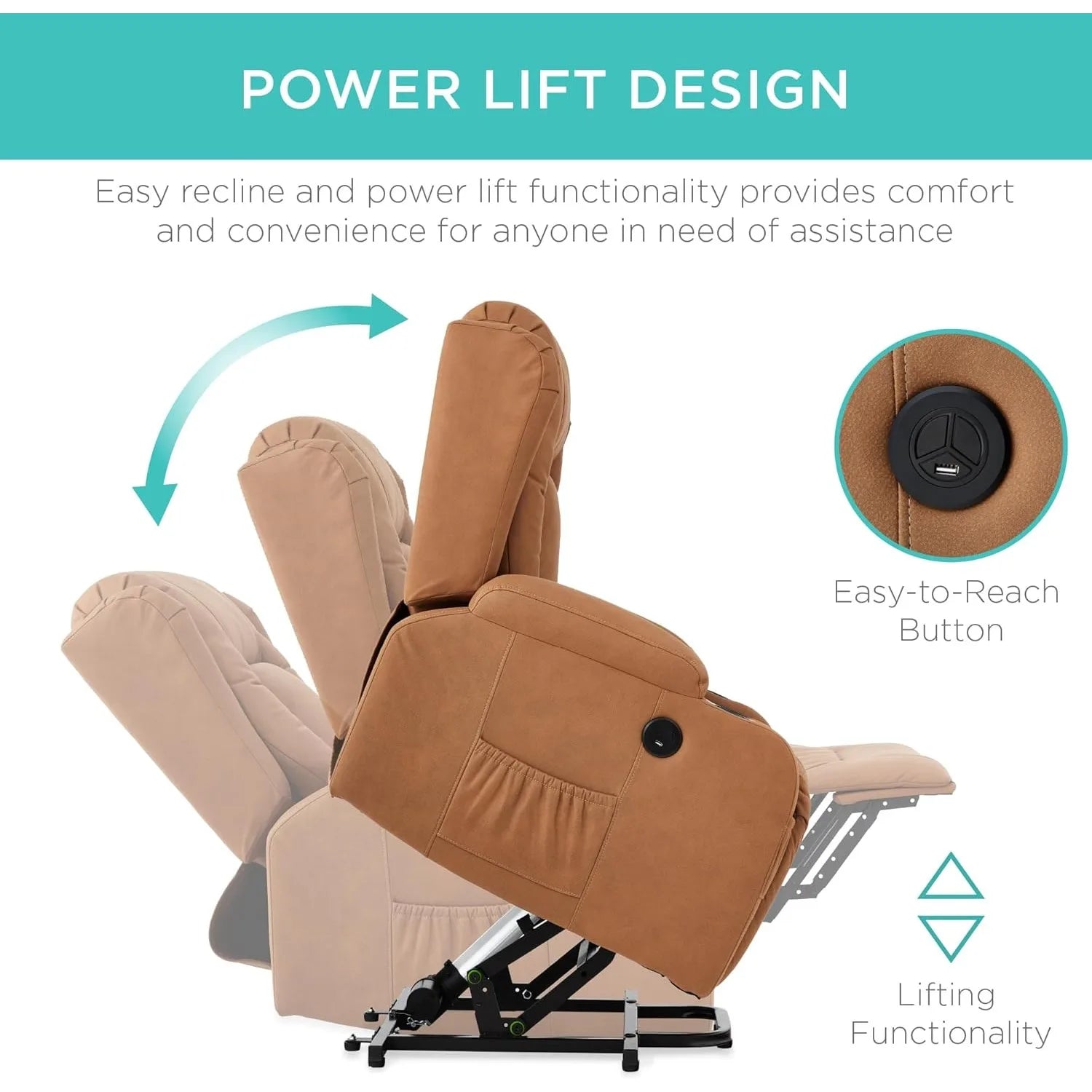 Leather Electric Power Adjustable Furniture for Back Lift Recliner Massage Chair